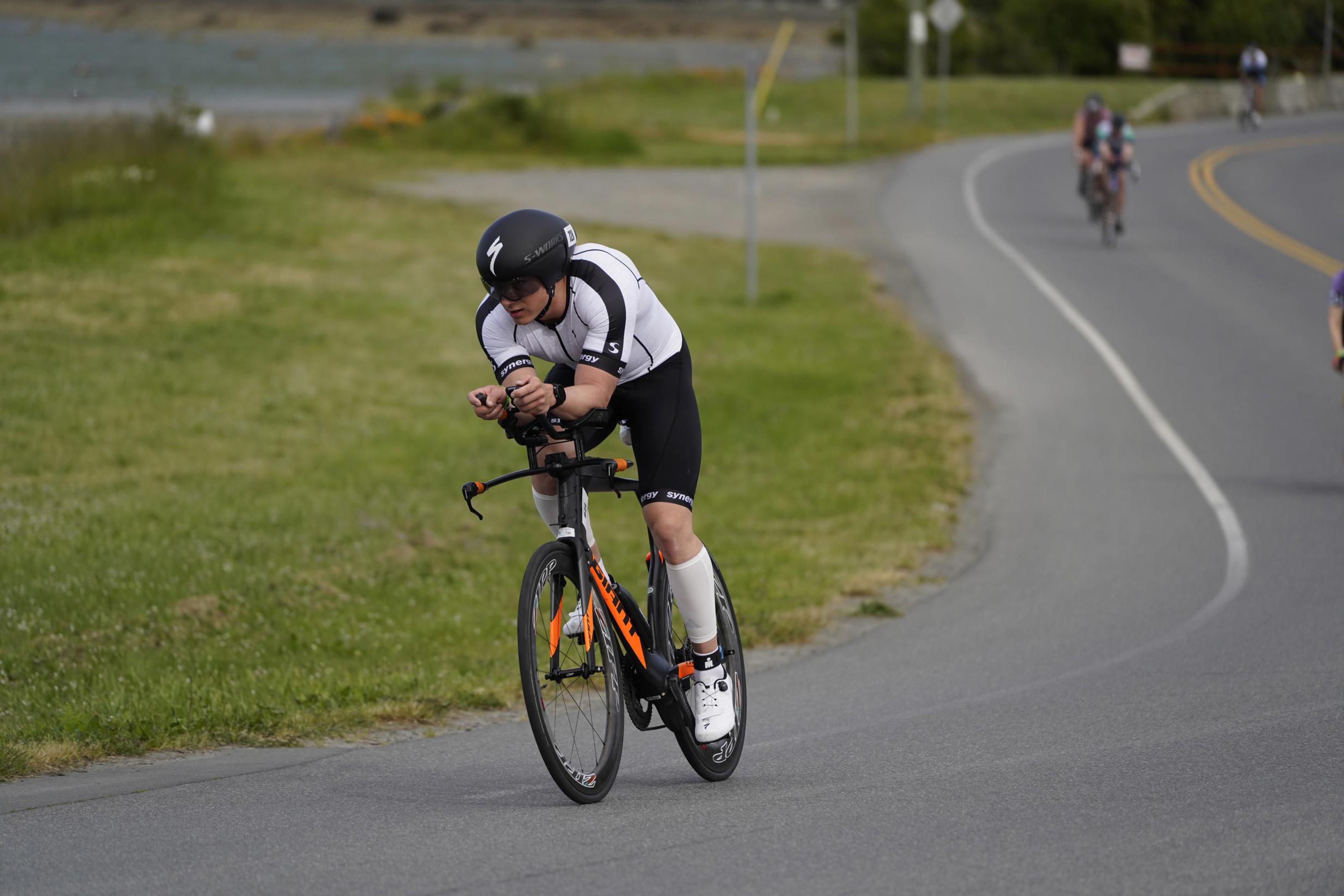Martin Lavigne cycling on coastal road at Victoria